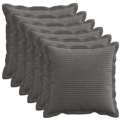 Cushion Cover 6 pcs HOUTEN Dark Grey 30 x 30 cm Corduroy