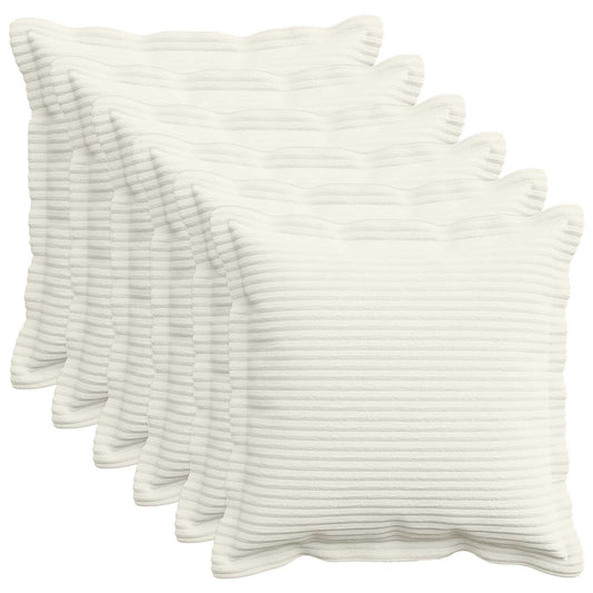 Cushion Cover 6 pcs HOUTEN Cream 30 x 30 cm Corduroy