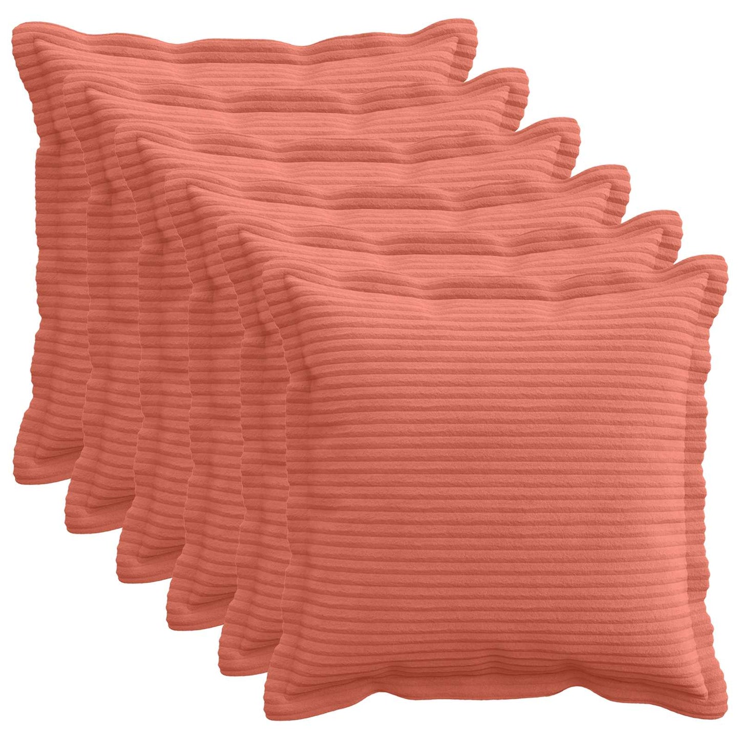 Cushion Cover 6 pcs HOUTEN Red Orange 30 x 30 cm Corduroy