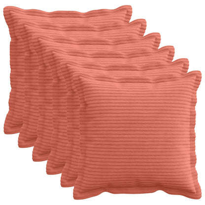 Cushion Cover 6 pcs HOUTEN Red Orange 30 x 30 cm Corduroy