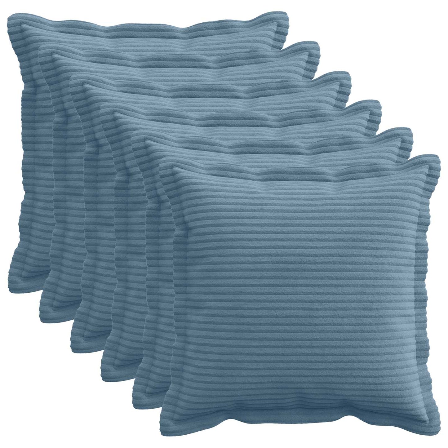 Cushion Cover 6 pcs HOUTEN Blue 30 x 30 cm Corduroy