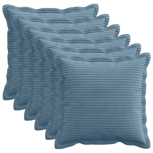 Cushion Cover 6 pcs HOUTEN Blue 30 x 30 cm Corduroy