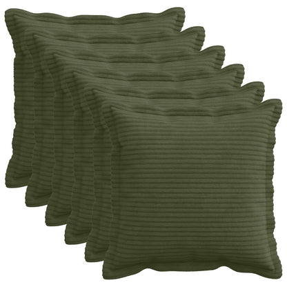 Cushion Cover 6 pcs HOUTEN Green 30 x 30 cm Corduroy