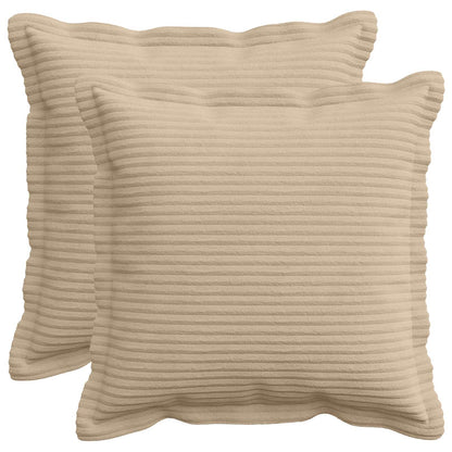 Cushion Cover 2 pcs HOUTEN Taupe 30 x 30 cm Corduroy