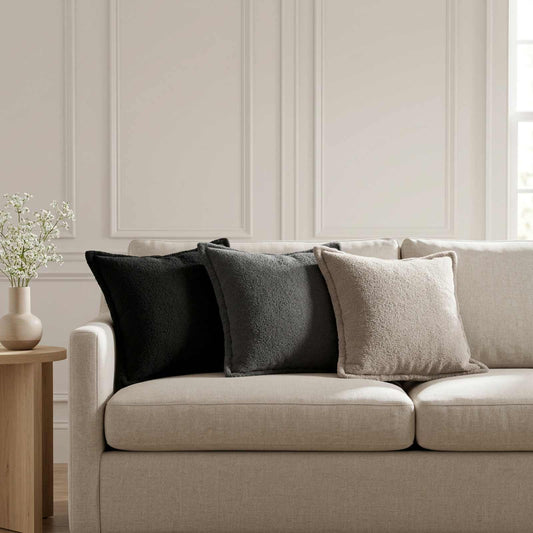 Cushion Cover 6 pcs HOUTEN Dark Grey 35 x 35 cm Bouclé
