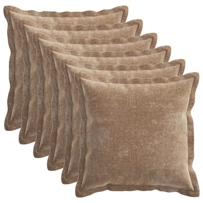 Cushion Cover 6 pcs HOUTEN Brown 30 x 30 cm Chenille Fabric