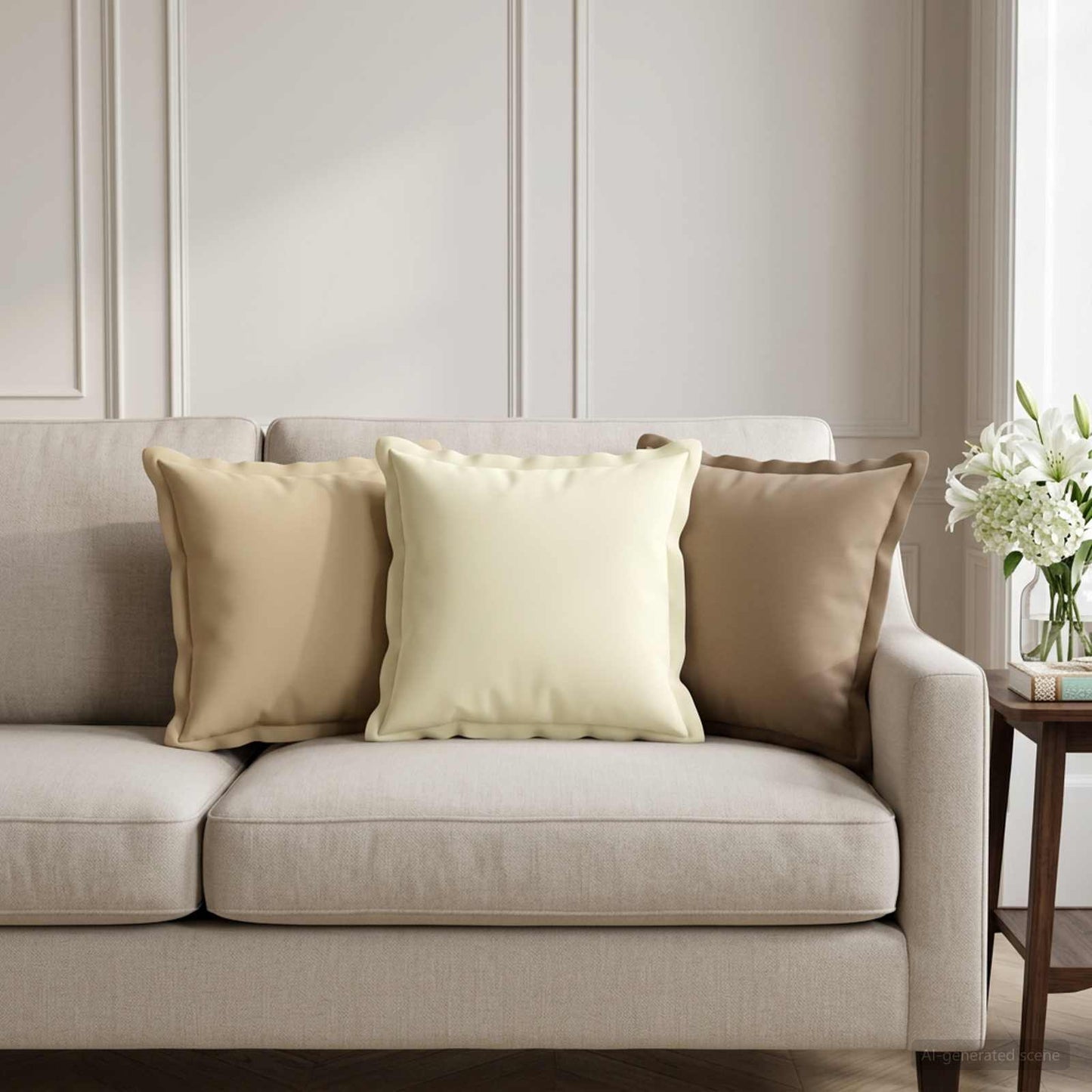 Cushion Cover 2 pcs HOUTEN Cream 30 x 30 cm Polyester
