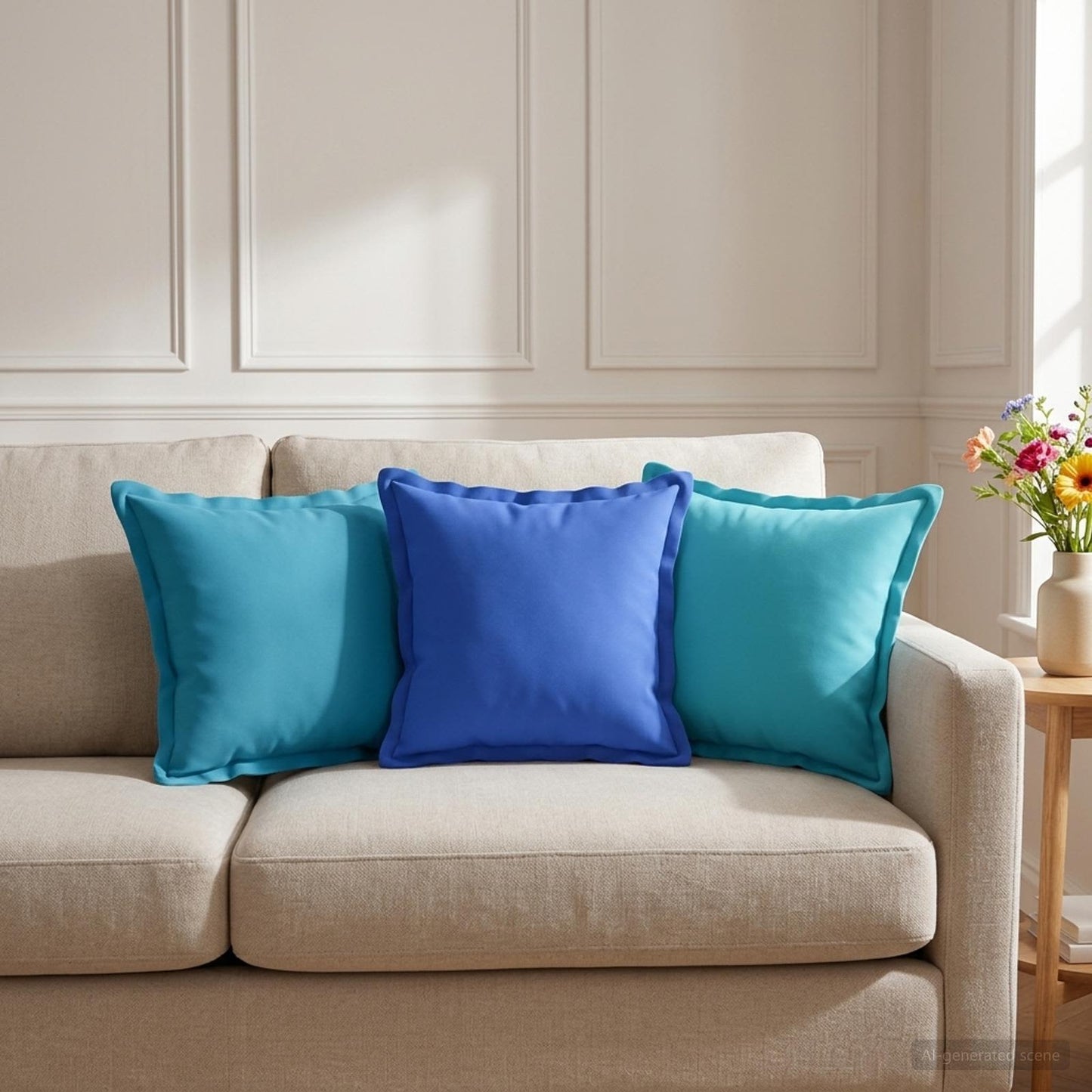 Cushion Cover 6 pcs HOUTEN Turquoise 40 x 40 cm Polyester