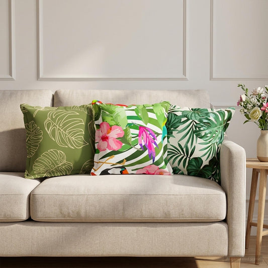 Cushion Cover 6 pcs HOUTEN Leaf Pattern 35 x 35 cm Polyester