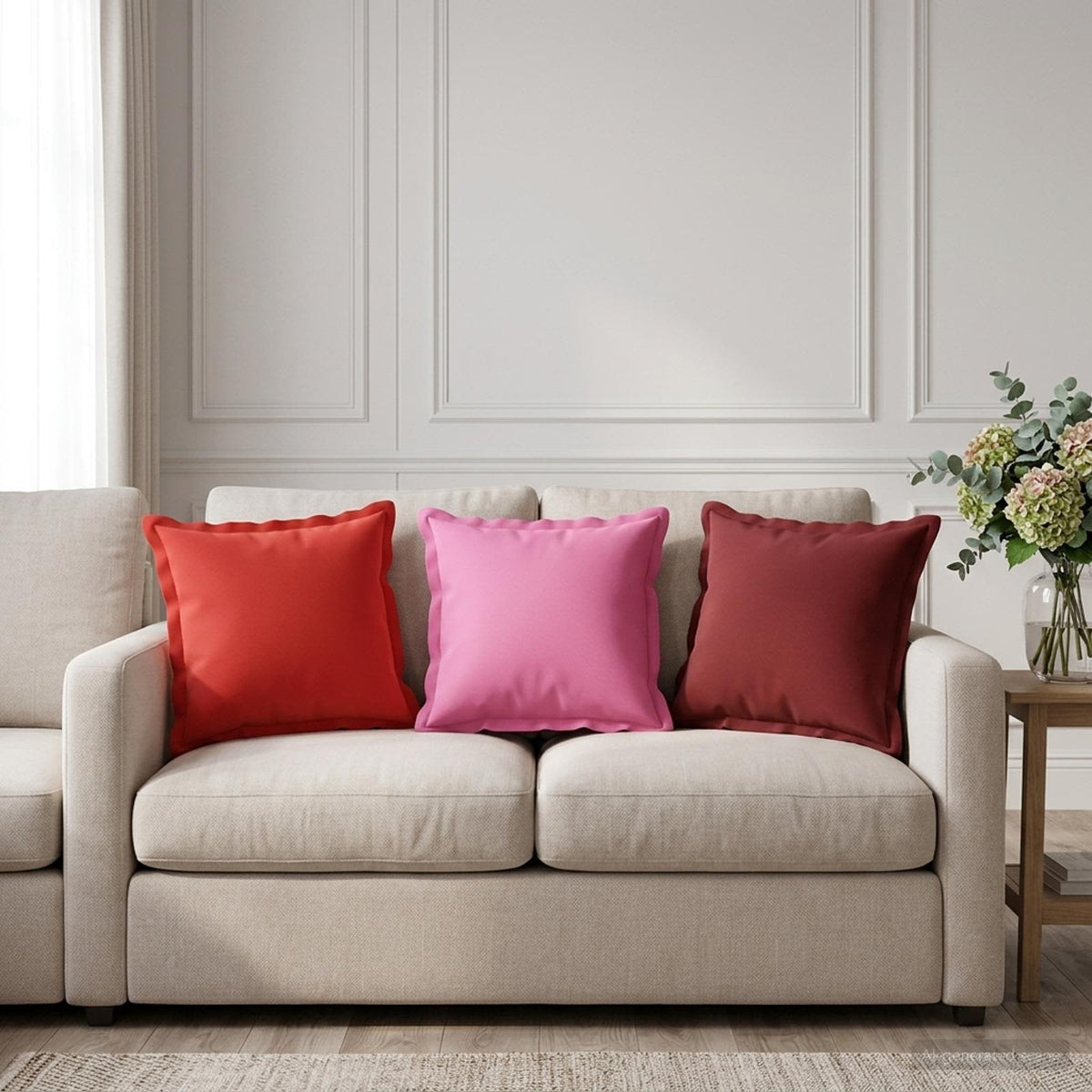 Cushion with Pillow HOUTEN 2 pcs Wine Red Polyester