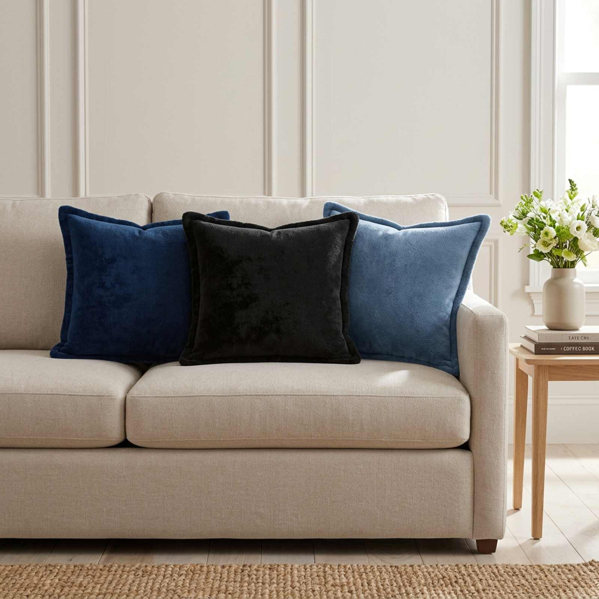 Cushion Cover 12 pcs HOUTEN Navy Blue 40 x 40 cm Flannel