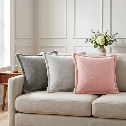 Cushion Cover 6 pcs HOUTEN Light Grey 40 x 40 cm Flannel