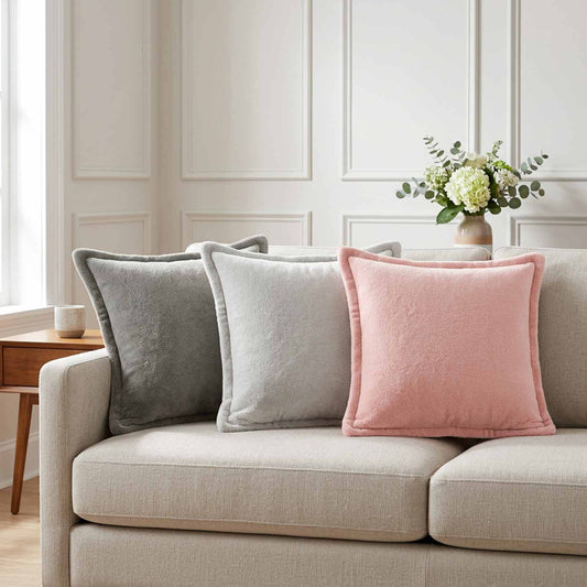 Cushion Cover 6 pcs HOUTEN Light Grey 40 x 40 cm Flannel