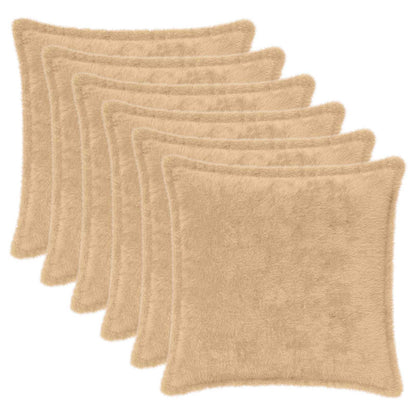 Cushion Cover 6 pcs HOUTEN Cream 30 x 30 cm Faux Rabbit Fur