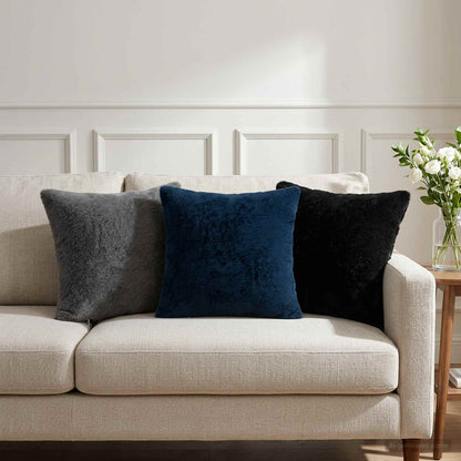 Cushion Cover 6 pcs HOUTEN Navy Blue 35 x 35 cm Faux Rabbit Fur