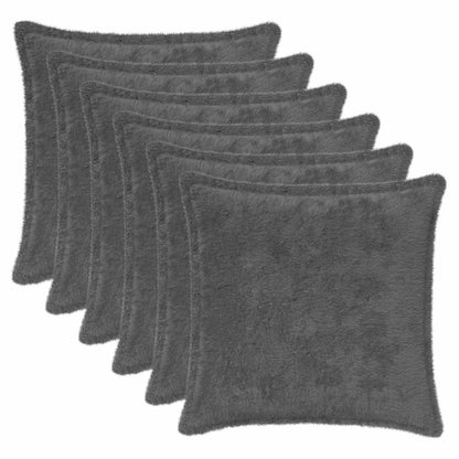 Cushion Cover 6 pcs HOUTEN Dark Grey 30 x 30 cm Faux Rabbit Fur