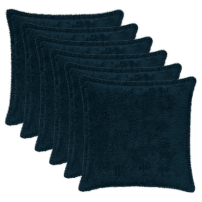 Cushion Cover 6 pcs HOUTEN Navy Blue 30 x 30 cm Faux Rabbit Fur