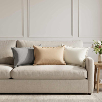 Cushion with Pillow HOUTEN 2 pcs Cloud Grey Faux Linen