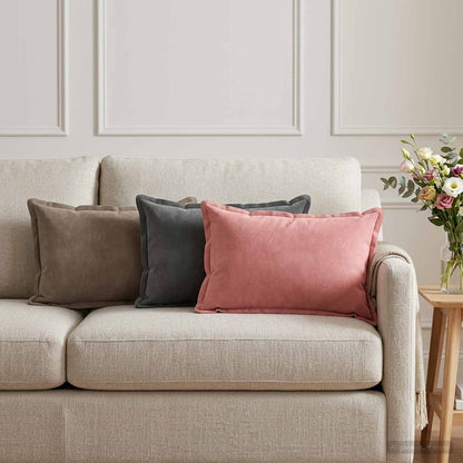 Cushion Cover 6 pcs HOUTEN Light Grey 40 x 60 cm Velvet