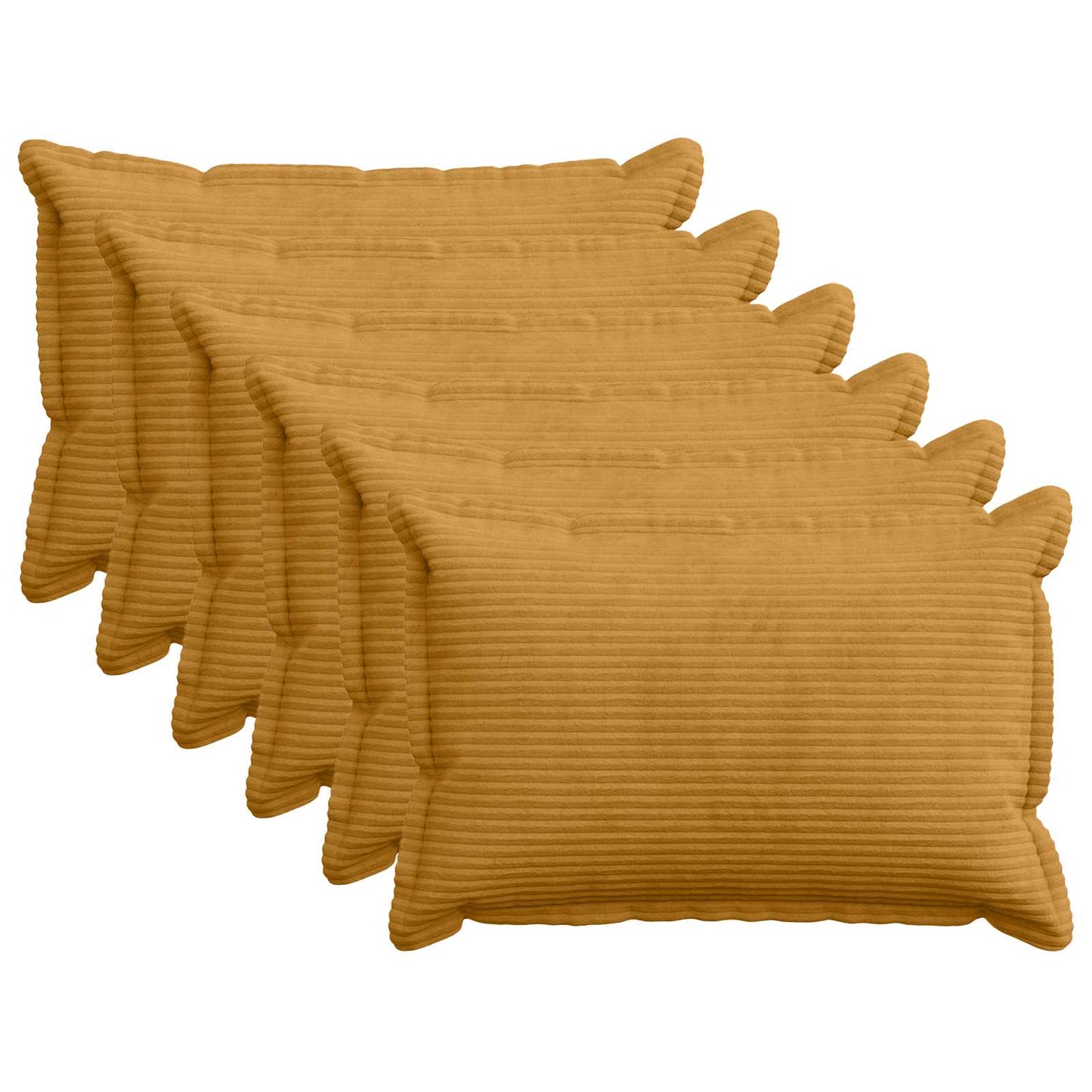Cushion Cover 6 pcs HOUTEN Yellow 30 x 50 cm Corduroy