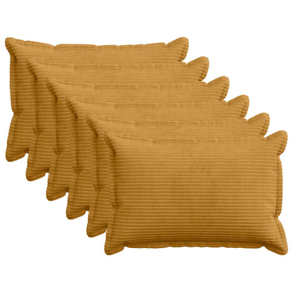 Cushion Cover 6 pcs HOUTEN Yellow 30 x 50 cm Corduroy