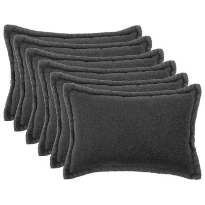 Cushion Cover 6 pcs HOUTEN Dark Grey 30 x 50 cm Bouclé