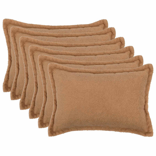 Cushion Cover 6 pcs HOUTEN Beige 30 x 50 cm Bouclé