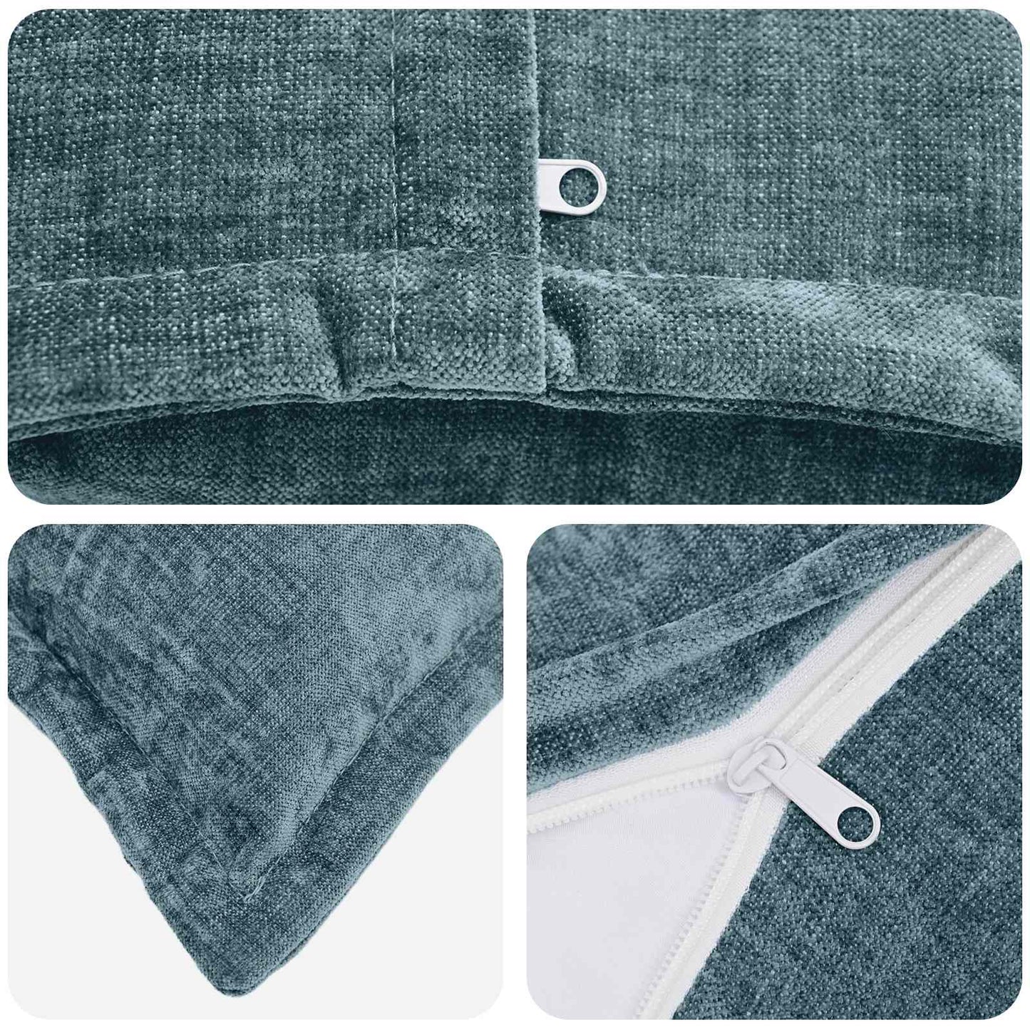 Cushion Cover 2 pcs HOUTEN Blue 30 x 50 cm Chenille Fabric