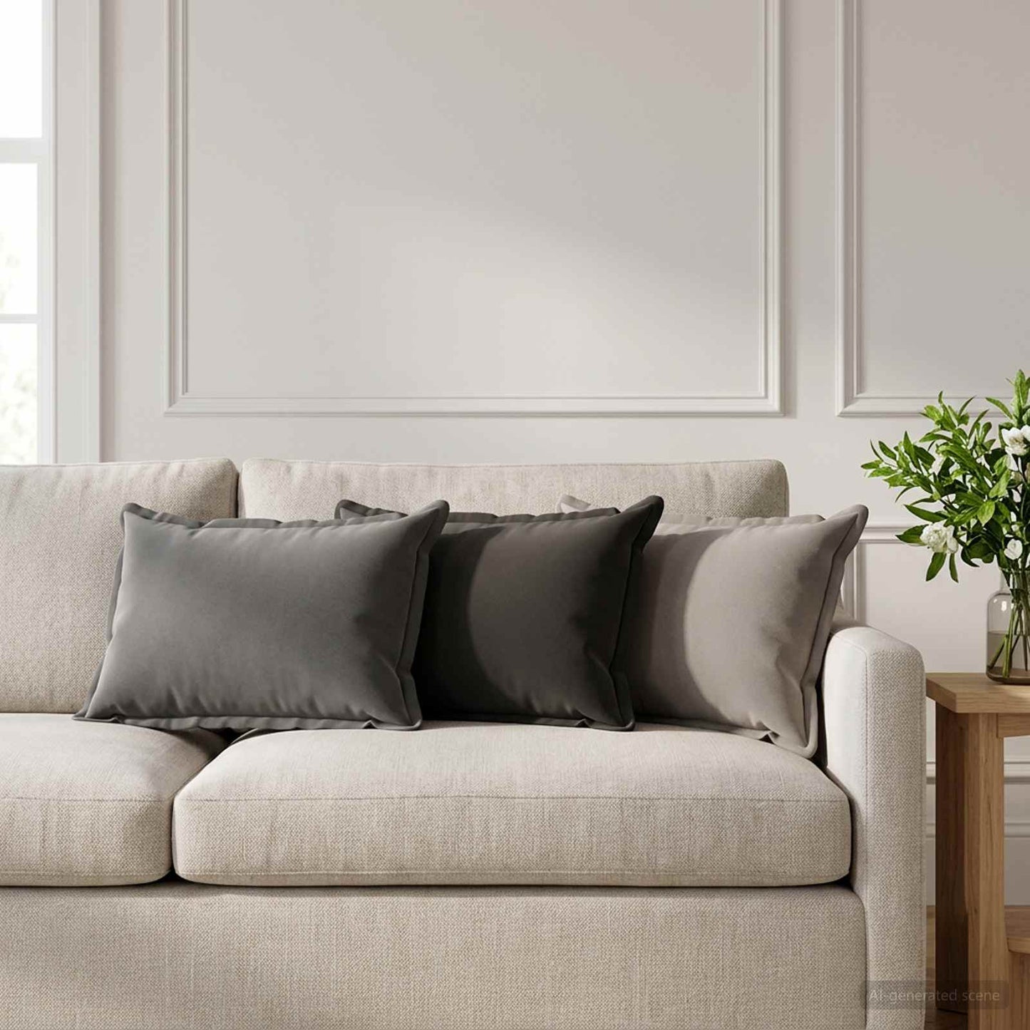 Cushion Cover 2 pcs HOUTEN Anthracite 30 x 50 cm Polyester