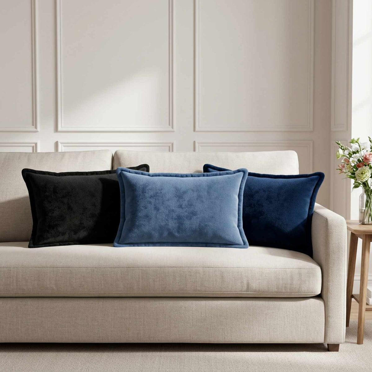 Cushion Cover 6 pcs HOUTEN Navy Blue 30 x 50 cm Flannel