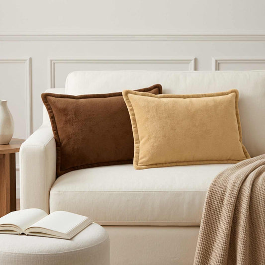 Cushion Cover 2 pcs HOUTEN Light Brown 30 x 50 cm Flannel