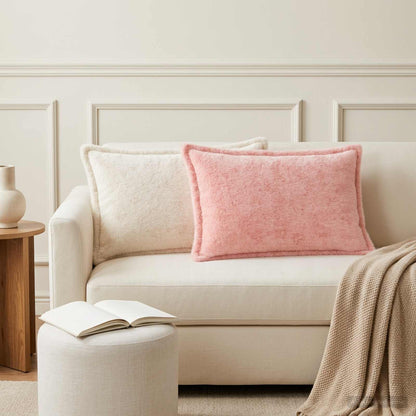 Cushion Cover 6 pcs HOUTEN Pink 30 x 50 cm Faux Rabbit Fur