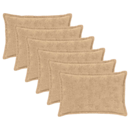 Cushion Cover 6 pcs HOUTEN Cream 30 x 50 cm Faux Rabbit Fur