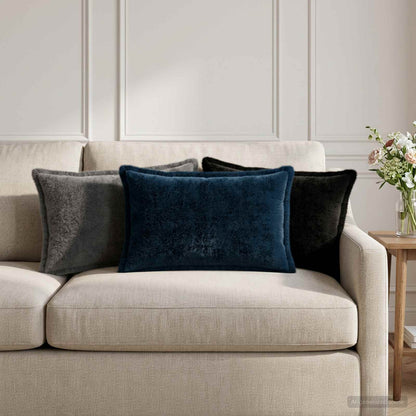 Cushion Cover 6 pcs HOUTEN Dark Grey 30 x 50 cm Faux Rabbit Fur