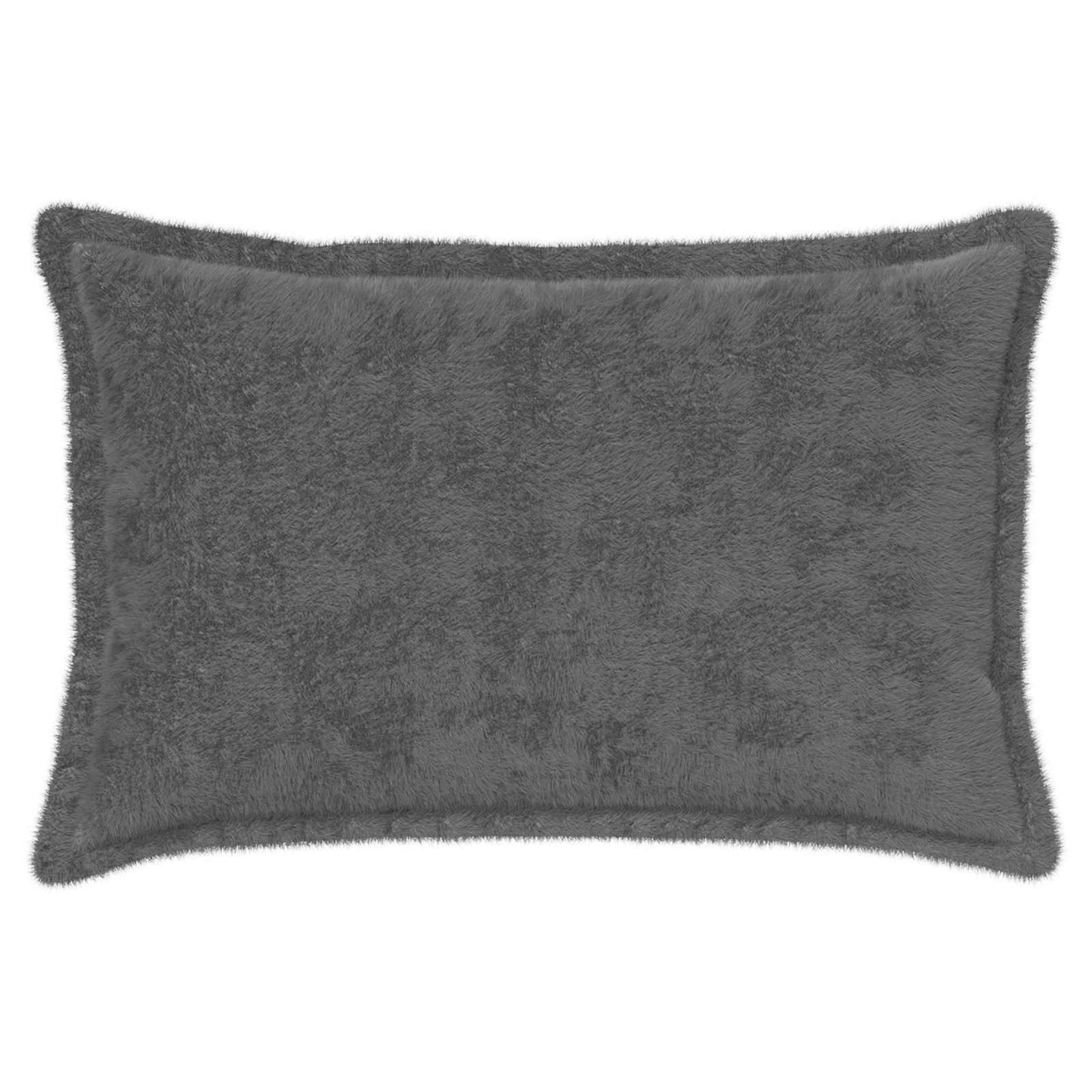 Cushion Cover 6 pcs HOUTEN Dark Grey 30 x 50 cm Faux Rabbit Fur