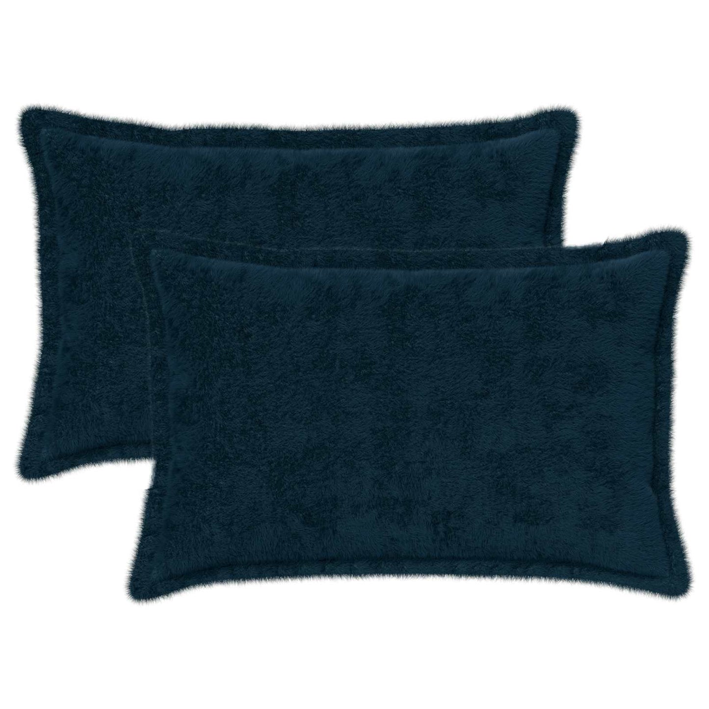 Cushion Cover 2 pcs HOUTEN Navy Blue 30 x 50 cm Faux Rabbit Fur