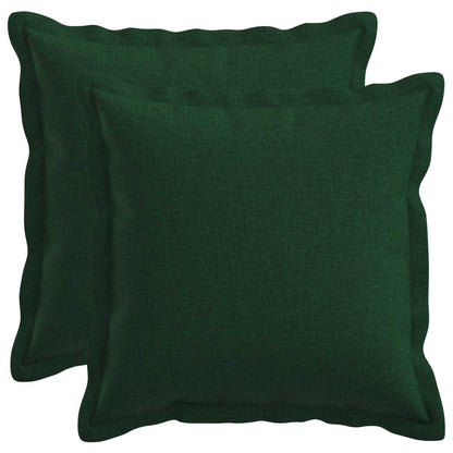 Cushion Cover 2 pcs HOUTEN Dark Green 35 x 35 cm Faux Linen