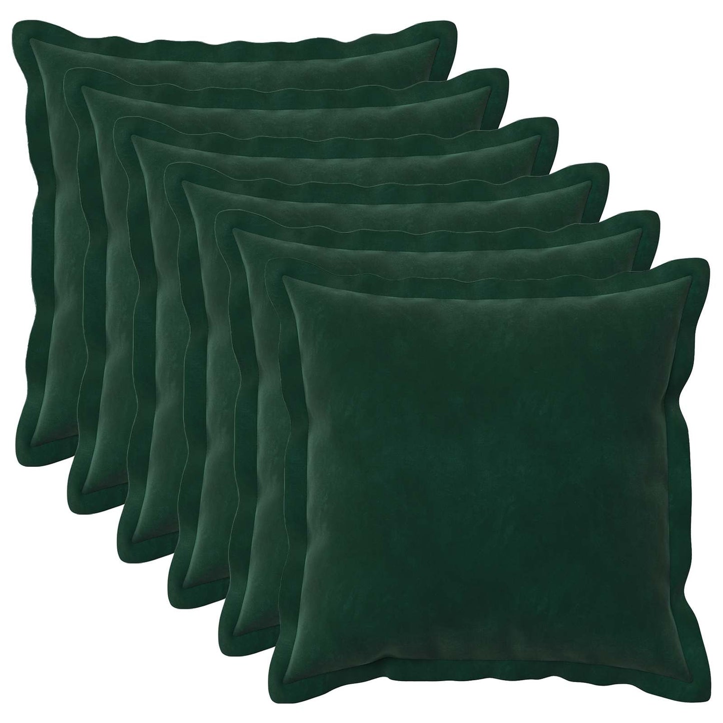 Cushion Cover 6 pcs HOUTEN Dark Green 35 x 35 cm Velvet