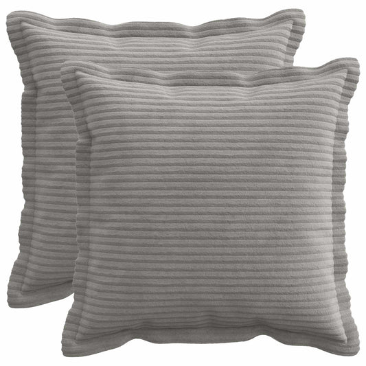 Cushion Cover 2 pcs HOUTEN Light Grey 35 x 35 cm Corduroy