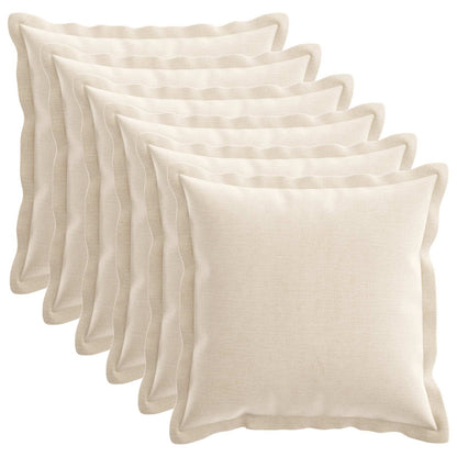 Cushion Cover 6 pcs HOUTEN Cream 35 x 35 cm Chenille Fabric