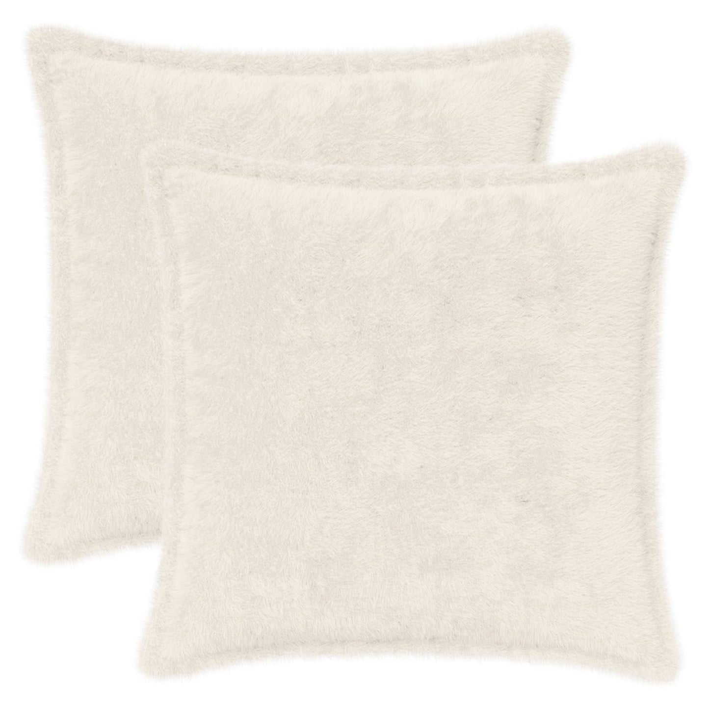 Cushion Cover 2 pcs HOUTEN White 35 x 35 cm Faux Rabbit Fur