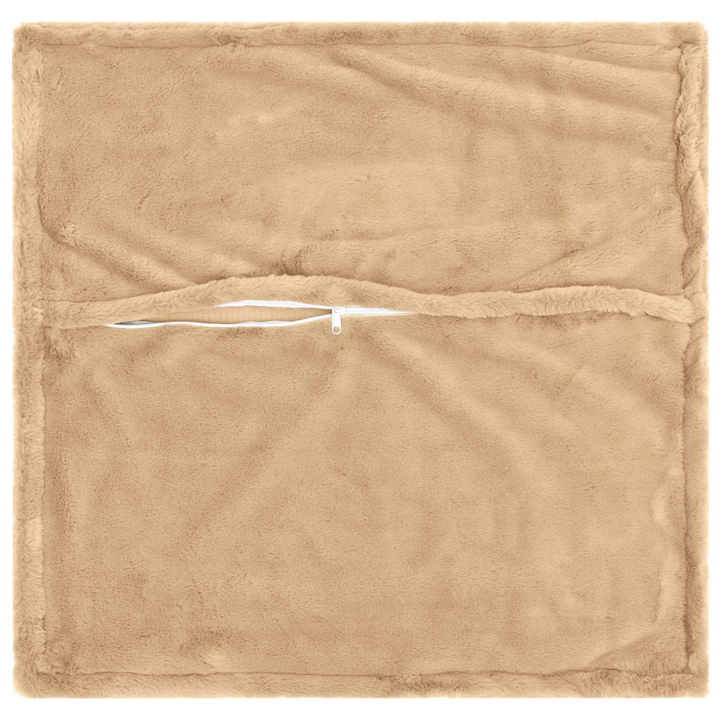 Cushion Cover 2 pcs HOUTEN Cream 35 x 35 cm Faux Rabbit Fur