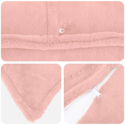Cushion Cover 2 pcs HOUTEN Pink 35 x 35 cm Faux Rabbit Fur