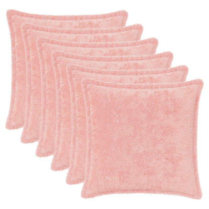 Cushion Cover 6 pcs HOUTEN Pink 35 x 35 cm Faux Rabbit Fur