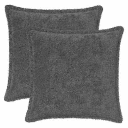 Cushion Cover 2 pcs HOUTEN Dark Grey 35 x 35 cm Faux Rabbit Fur