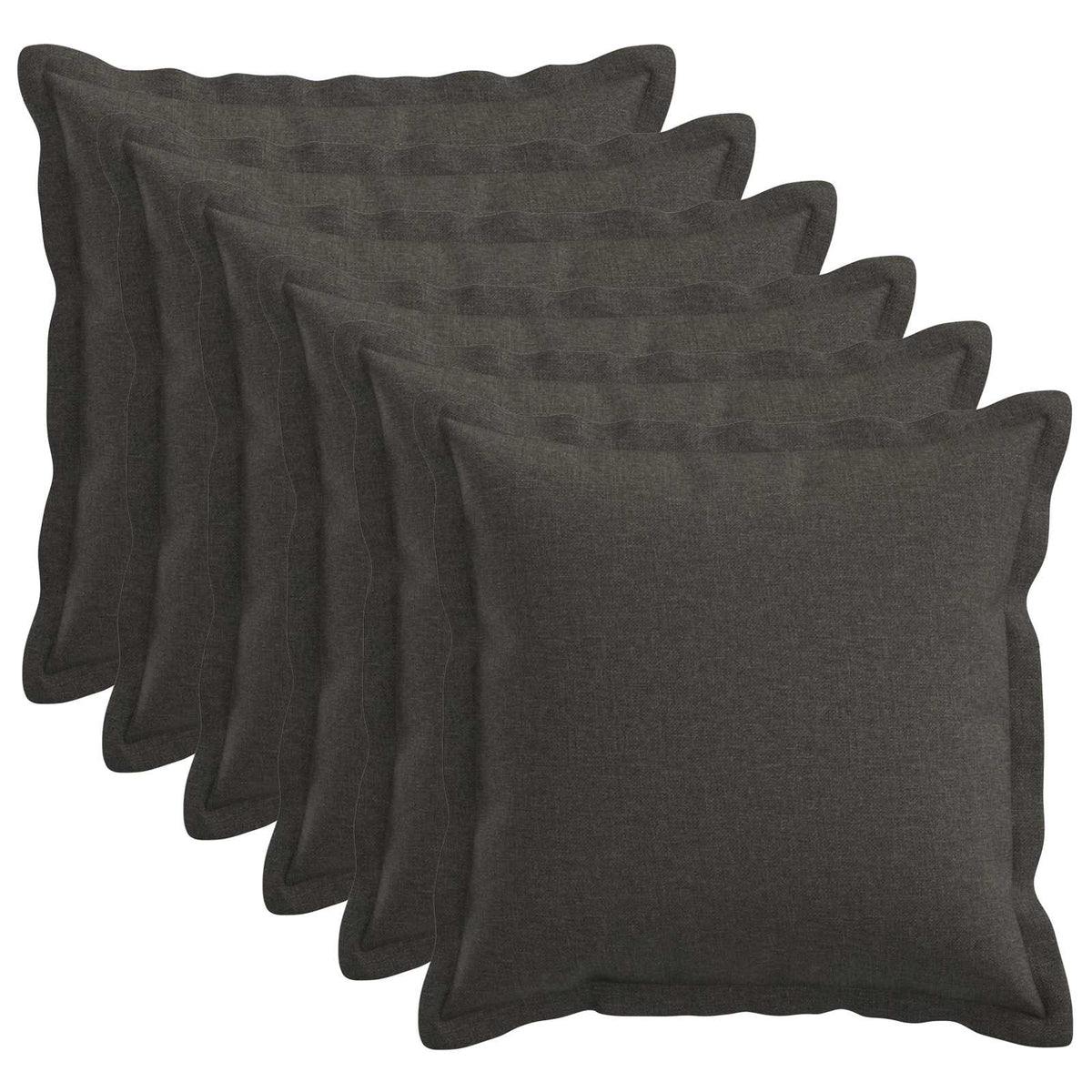 Cushion Cover 6 pcs HOUTEN Dark Grey 40 x 40 cm Faux Linen