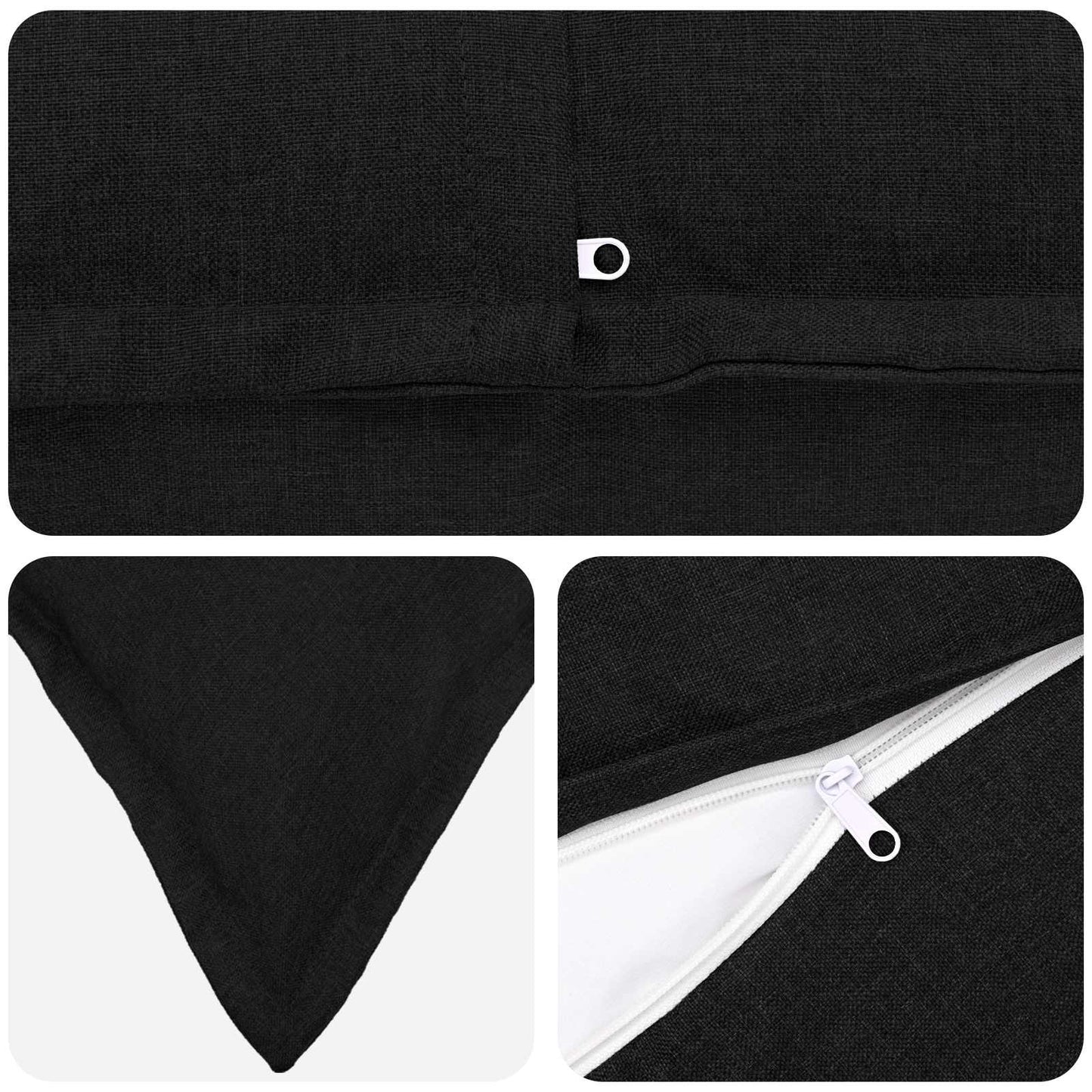 Cushion Cover 2 pcs HOUTEN Black 40 x 40 cm Faux Linen