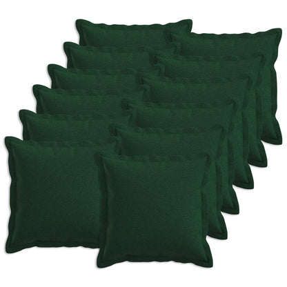 Cushion Cover 12 pcs HOUTEN Dark Green 40 x 40 cm Faux Linen