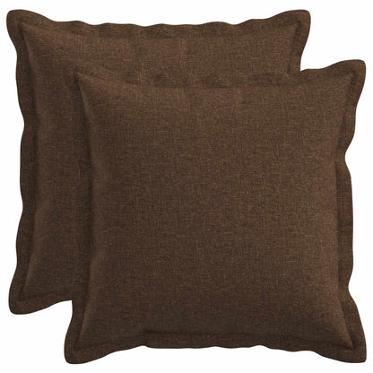 Cushion Cover 2 pcs HOUTEN Brown 40 x 40 cm Faux Linen