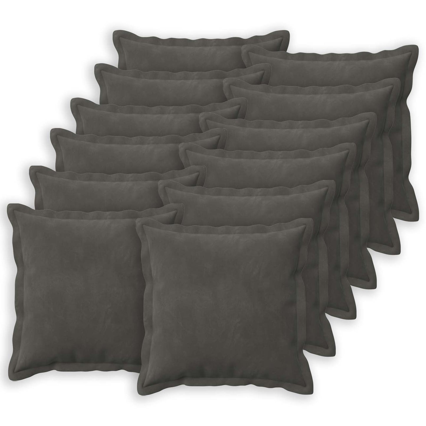 Cushion Cover 12 pcs HOUTEN Dark Grey 40 x 40 cm Velvet